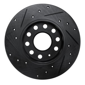 Audi A3 Brake Rotor (1) - Rear Right - R1 Concepts - Drilled & Slotted - Black - `05-`13